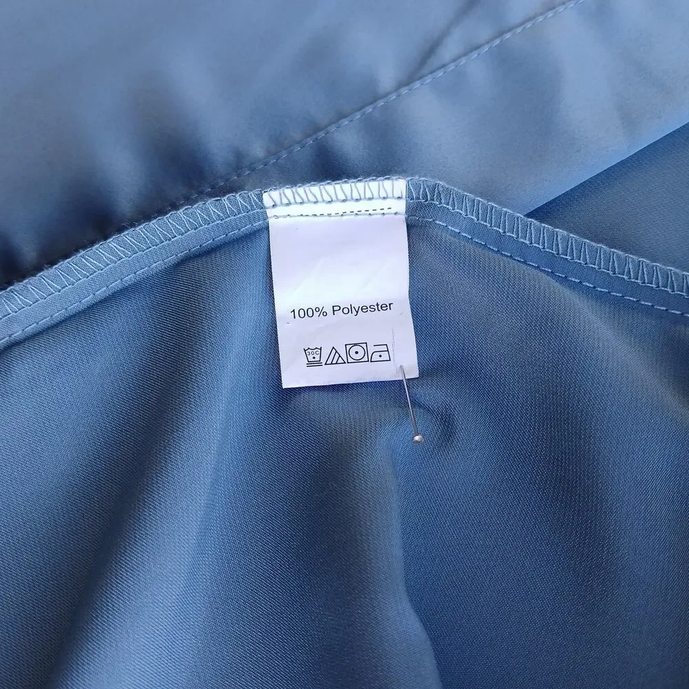 Blue Satin Lightweight Robe Men's Small shiny midi maxi kimono quiet luxury - Picture 8 of 16